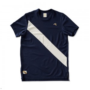 T-Shirt Tracksmith Van Cortlandt Homme Bleu Marine Blanche France | 056428WTJ